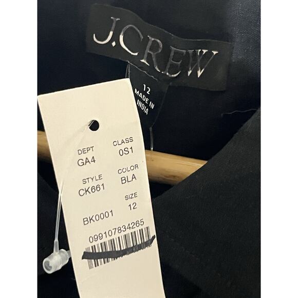 J Crew Cerise Shirt Dress in Ramie Size 12 Black Midi Ramie Lightweight Classic - Picture 10 of 12